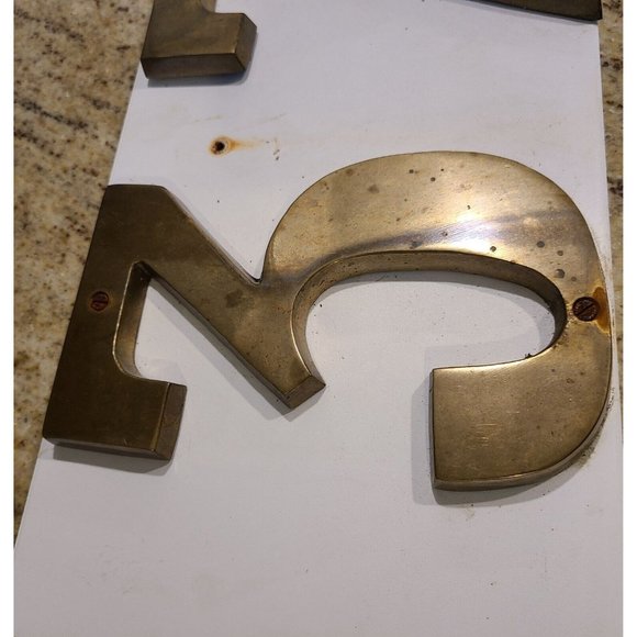 White Sign w/ Brass? Numbers 37. House Door  Plaque Rectangle 7.5x15" - Picture 2 of 7